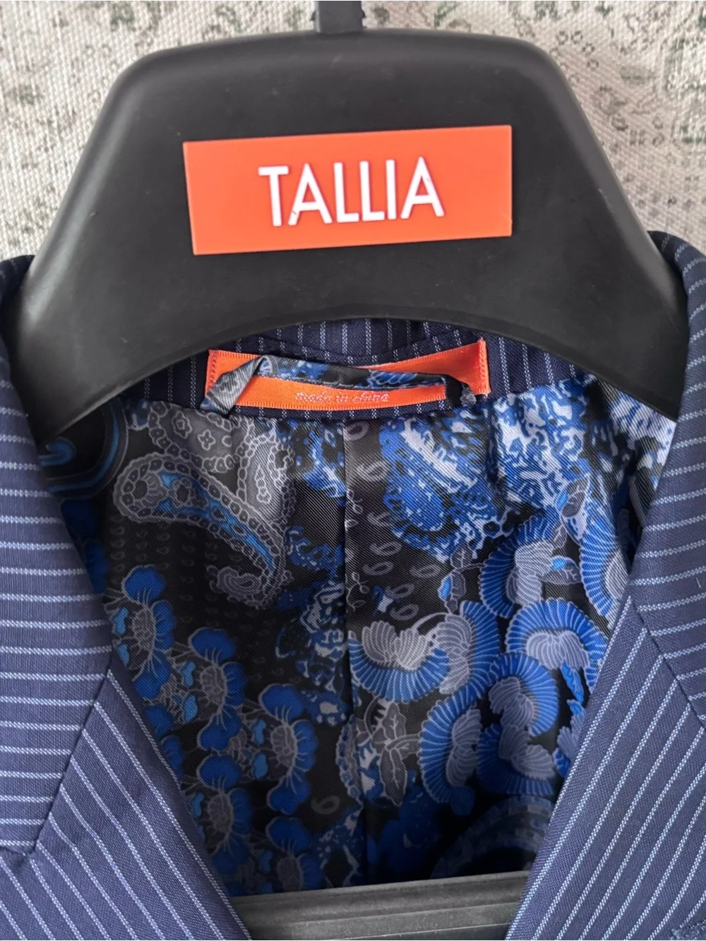 TALLIA for Lord and Taylor Navy Pinstripe Sport Coat with Notch Lapel